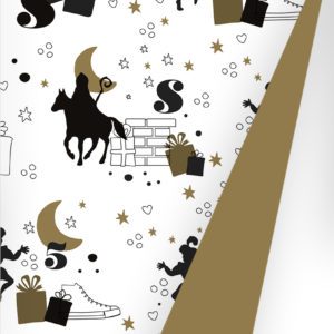Sinterklaas Cadeaupapier op de hoge daken zwart goud
