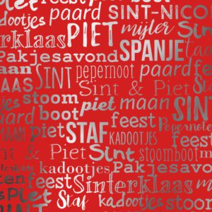 Inpakpapier Sint Handlettering Rood Metallic