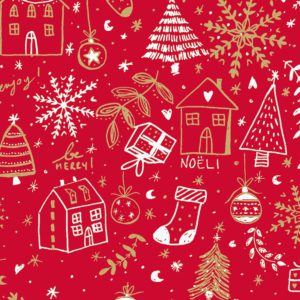 Bedrukt kraftpapier: Merry Christmas Rood
