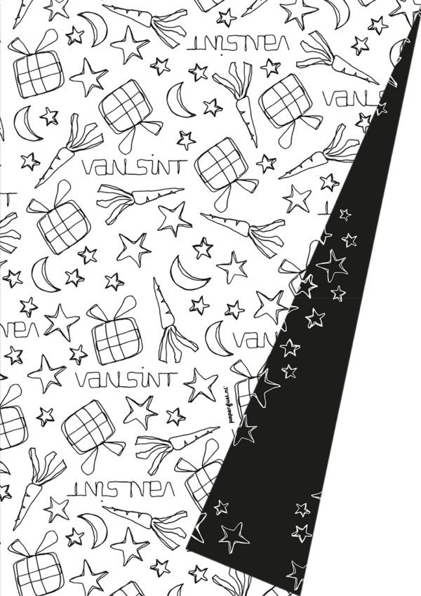 Sinterklaaspapier inpakpapier Zwart Wit Doodles
