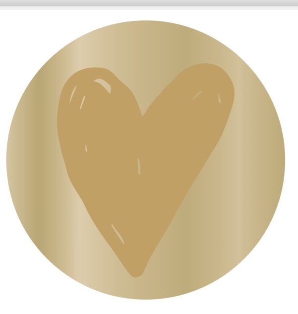 Cadeaustickers Hartje Goud Rond