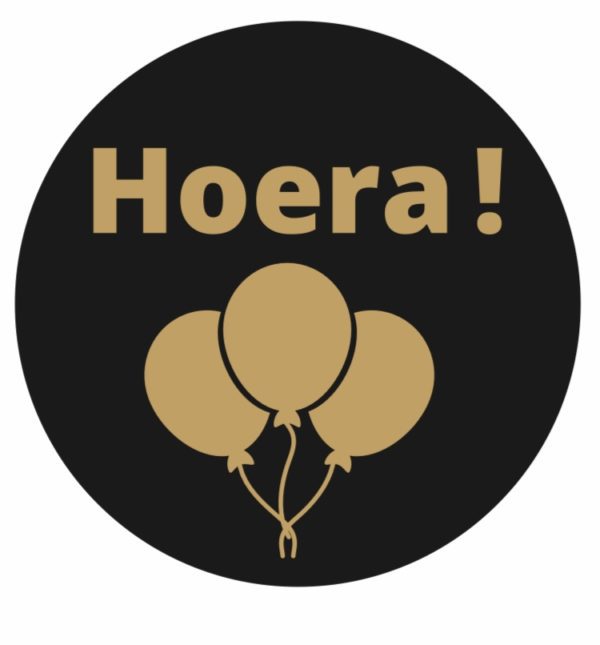 Cadeaustickers Hoera Ballonnen Zwart