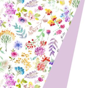 Gebloemd cadeaupapier 2 zijdig Lila