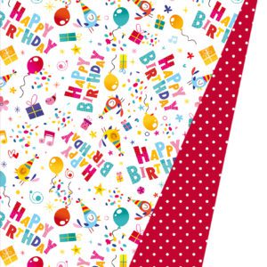 Dubbelzijdig Cadeaupapier Happy Birthday Vogels