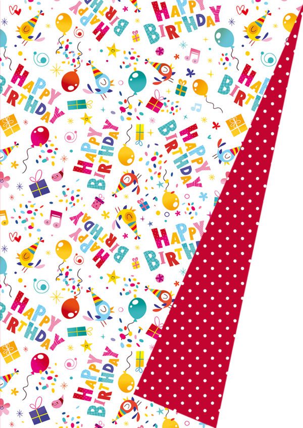 Dubbelzijdig Cadeaupapier Happy Birthday Vogels