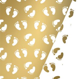 Dubbelzijdig Cadeaupapier Goud babyvoetjes Print