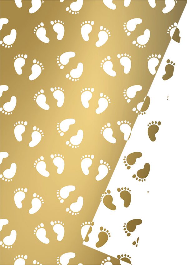 Dubbelzijdig Cadeaupapier Goud babyvoetjes Print