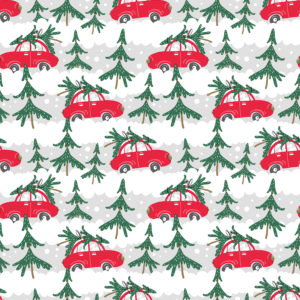 Kerst papier Xmas Cars Red