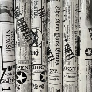 Inpakpapier zwart wit newspaper krant 6 Rolletjes