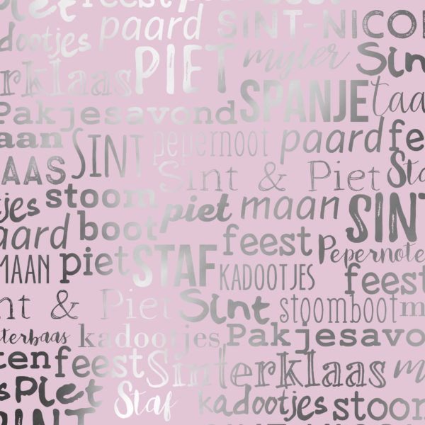 Cadeaupapier Sinterklaas Handlettering Roze