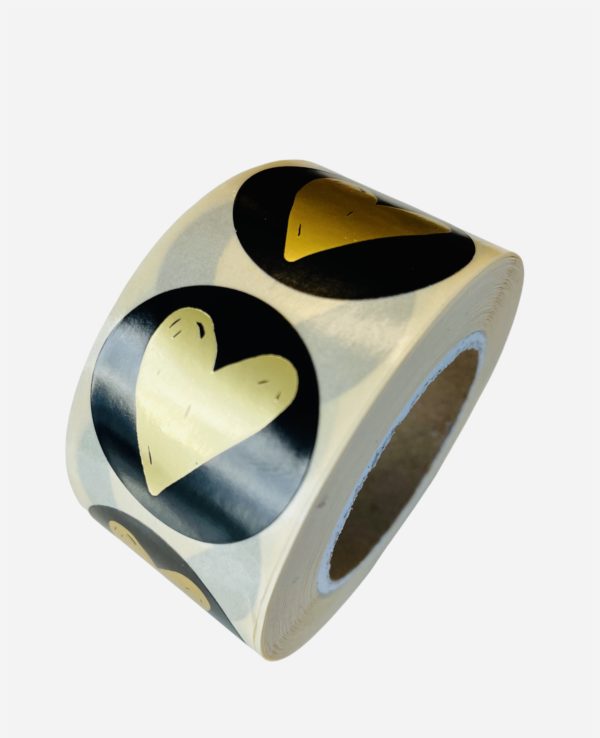 Cadeau stickers Hartje Goud Zwart