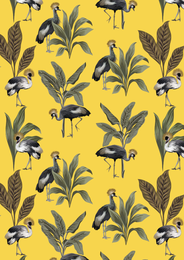 Cadeaupapier Kraanvogel Yellow Wildlife