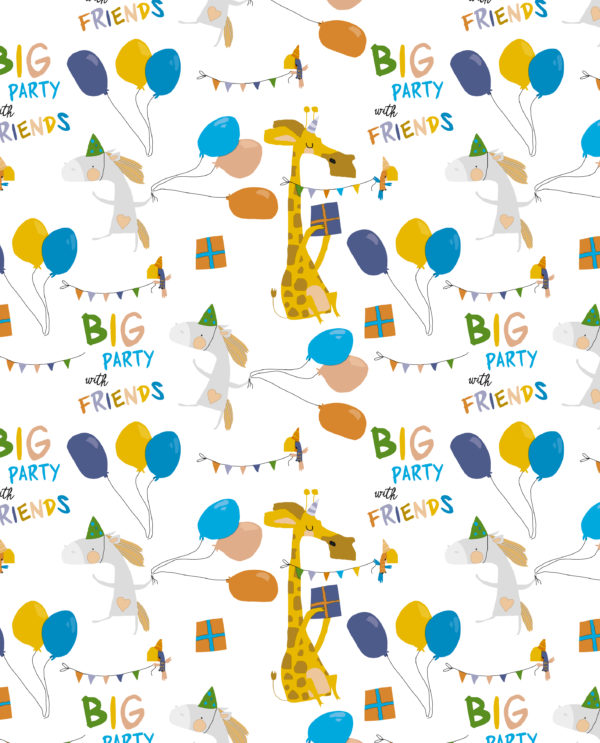 Kinder inpakpapier Big Party