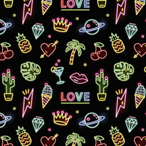 Kadopapier Neon Love Zwart