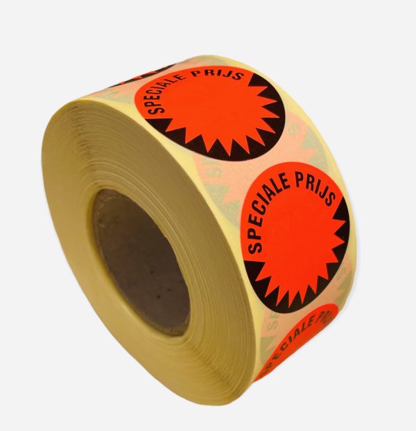 Etiketten Rond 35 mm Fluor Rood Speciale Prijs