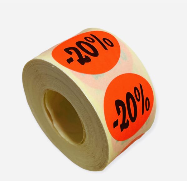 Etiketten Rond 27 mm Fluor Rood 20%