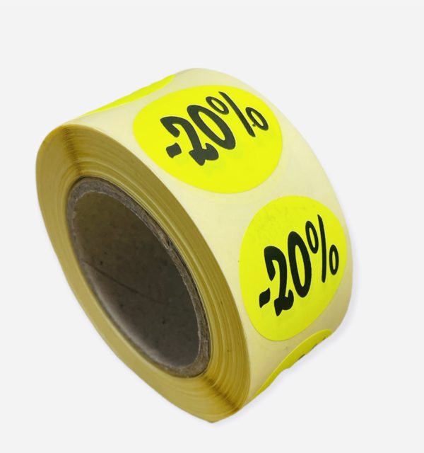 Etiketten Rond 27 mm Fluor Geel 20%