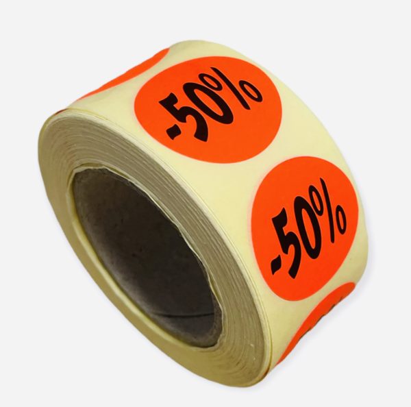 Etiketten Rond 27 mm Fluor Rood 50%