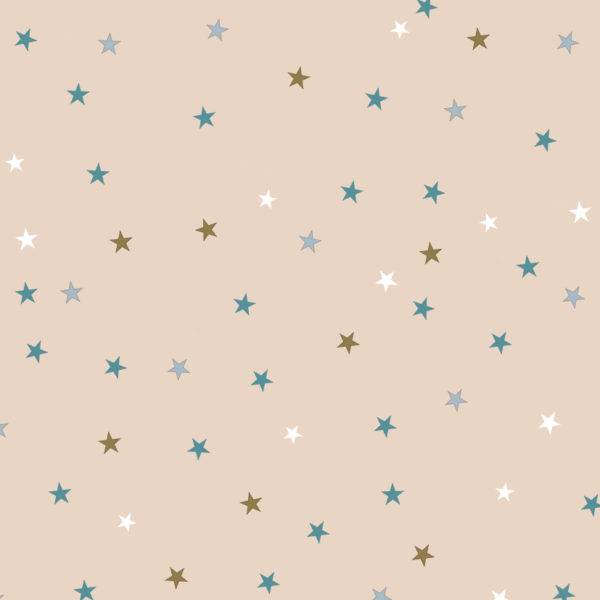 Inpakpapier Kerst Stars Creme Blauw