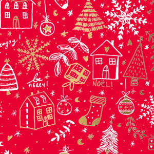 Rood Kerst Cadeaupapier Happy Holidays