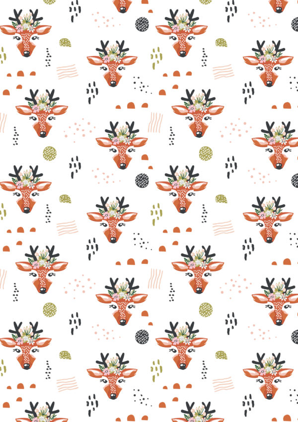Kerst Inpakpapier Lovely Deer Copper