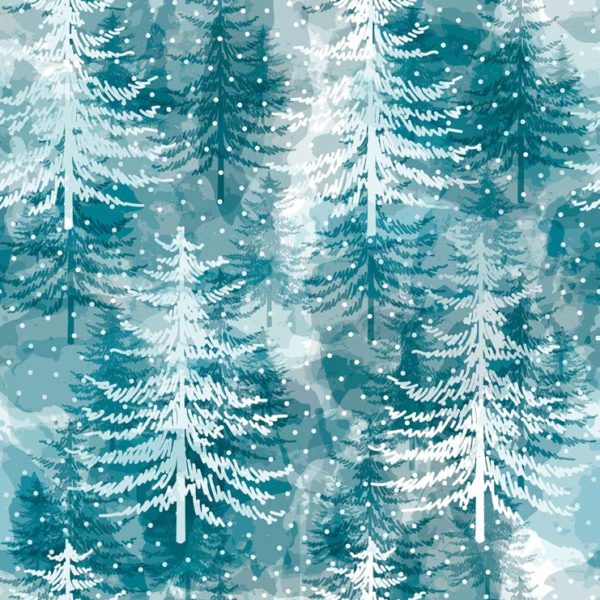 Inpakpapier Kerst Kerstbomen Aquarel Petrol