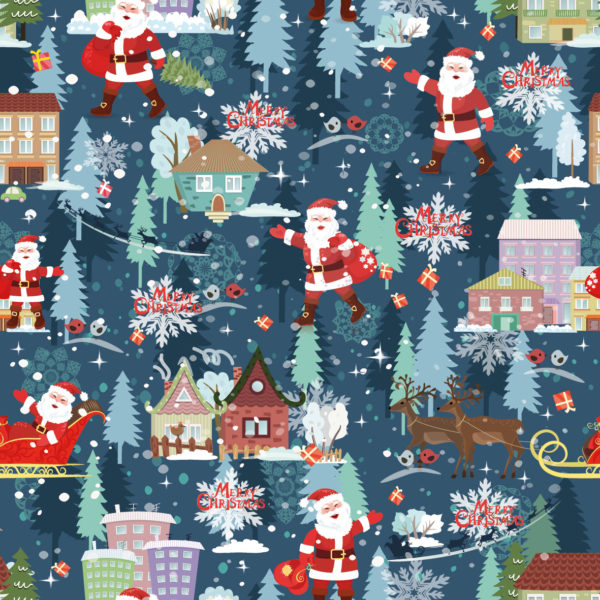 Kadopapier Kerst Wonderland Blauw