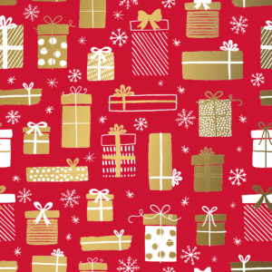 Kerst Inpakpapier Presents Rood Goud