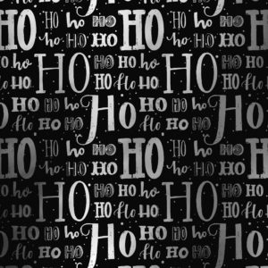 Kerst Inpakpapier Hohoho Xmas Letters Zwart