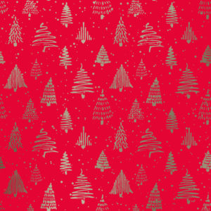 Inpakpapier Kerst Christmas Trees Rood Goud