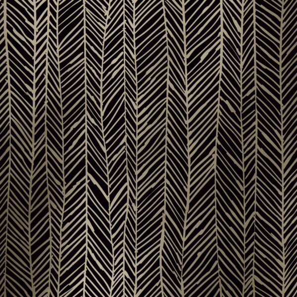 Inpakpapier Kerst Herringbone Black Gold