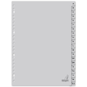 Tabblad Kangaro A4 letters PP 120 micron 23r. 20dlg grijs