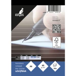 Schrijfblok Kangaro A6 lijn 60grs 100 blad