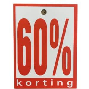Prijskaartjes 60% korting per 100 stk.