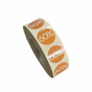 Etiketten 60% Korting Oranje 18 mm 1000 st
