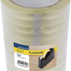 Plakband 12mmx66m PP transparant a12 rol