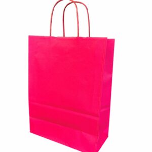 Papieren draagtas gedraaid koord Fuchsia 22x10x29cm