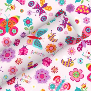 Inpakpapier 2mx70cm Flying Friends lichtroze