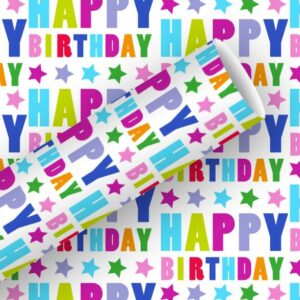 Inpakpapier 1,5mx70cm Happy Birthday Sterren Alu