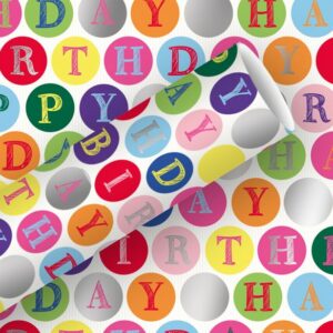 Inpakpapier 1,5mx70cm Happy Birthday Cirkels Alu