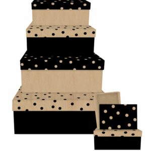 Doos Set van 6 stuks rechthoek Stippen natuur
