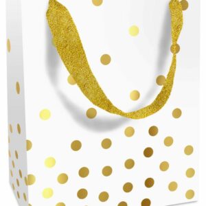 Tasje 12x15x6cm Golden Dots wit