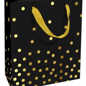 Tasje 18x21x8cm Golden Dots zwart