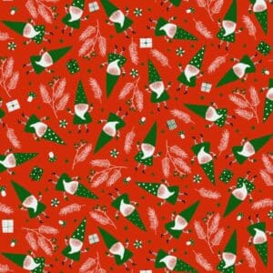 Inpakpapier Kerst Santa's Friends Rood
