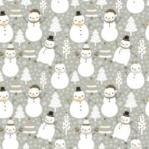 Inpakpapier Kerst Snowman Grijs