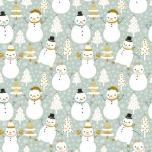 Inpakpapier Kerst Snowman Groen