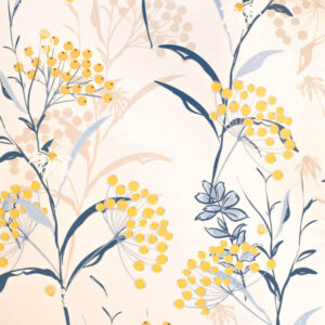 Inpakpapier Bloemen Blauw Geel