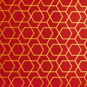 Inpakpapier Hexagon Rood Goud