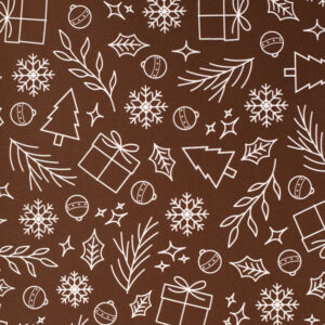 Inpakpapier Kerst Cadeaus en Bomen Bruin