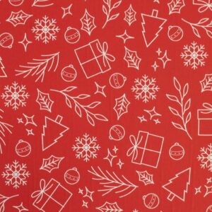 Inpakpapier Kerst Cadeaus en Bomen Rood